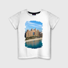Детская футболка хлопок с принтом Известнейший отель Дубая в Санкт-Петербурге, 100% хлопок | круглый вырез горловины, полуприлегающий силуэт, длина до линии бедер | Тематика изображения на принте: dubai | арабские эмираты | дубай | мегаполис