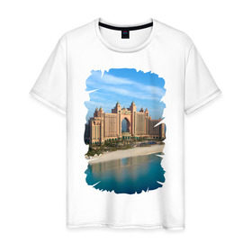 Мужская футболка хлопок с принтом Известнейший отель Дубая в Санкт-Петербурге, 100% хлопок | прямой крой, круглый вырез горловины, длина до линии бедер, слегка спущенное плечо. | Тематика изображения на принте: dubai | арабские эмираты | дубай | мегаполис