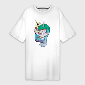 Платье-футболка хлопок с принтом Princess Celestia в Санкт-Петербурге,  |  | celestia | mlp | pony | unicorn | пони | селестия