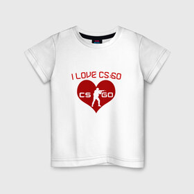Детская футболка хлопок с принтом I LOVE CS GO в Санкт-Петербурге, 100% хлопок | круглый вырез горловины, полуприлегающий силуэт, длина до линии бедер | а тыcs_go | я люблю cs go