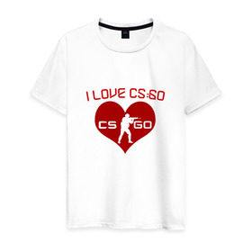 Мужская футболка хлопок с принтом I LOVE CS GO в Санкт-Петербурге, 100% хлопок | прямой крой, круглый вырез горловины, длина до линии бедер, слегка спущенное плечо. | а тыcs_go | я люблю cs go