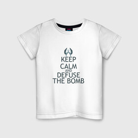 Детская футболка хлопок с принтом Keep calm and defuse the bomb в Санкт-Петербурге, 100% хлопок | круглый вырез горловины, полуприлегающий силуэт, длина до линии бедер | cs | cs go | csgo | go | го | контр страйк | контра | кс | кс го | ксго | спецназ | террористы