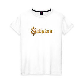 Женская футболка хлопок с принтом Sabaton в Санкт-Петербурге, 100% хлопок | прямой крой, круглый вырез горловины, длина до линии бедер, слегка спущенное плечо | sabaton