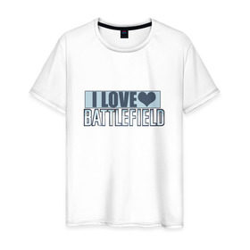 Мужская футболка хлопок с принтом I LOVE BATTLEFIELD в Санкт-Петербурге, 100% хлопок | прямой крой, круглый вырез горловины, длина до линии бедер, слегка спущенное плечо. | 