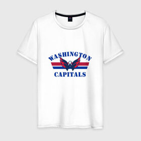 Мужская футболка хлопок с принтом Washington Capitals WC в Санкт-Петербурге, 100% хлопок | прямой крой, круглый вырез горловины, длина до линии бедер, слегка спущенное плечо. | capitals | ovechkin | washington | вашингтон | овечкин