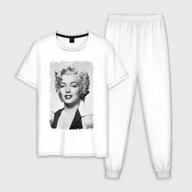 Мужская пижама хлопок с принтом Мэрилин Монро (Marilyn Monroe) в Санкт-Петербурге, 100% хлопок | брюки и футболка прямого кроя, без карманов, на брюках мягкая резинка на поясе и по низу штанин
 | marilyn monroe | актриса | мэрилин монро | певица