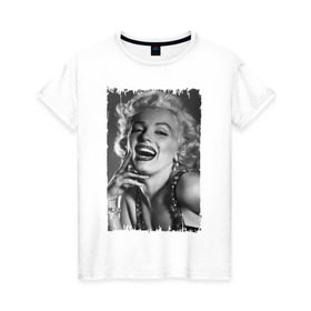Женская футболка хлопок с принтом Marilyn Monroe в Санкт-Петербурге, 100% хлопок | прямой крой, круглый вырез горловины, длина до линии бедер, слегка спущенное плечо | marilyn monroe | актриса | мэрилин монро | певица