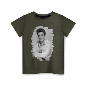 Детская футболка хлопок с принтом Elvis Presley в Санкт-Петербурге, 100% хлопок | круглый вырез горловины, полуприлегающий силуэт, длина до линии бедер | elvis presley | король | рок н ролл | элвис пресли