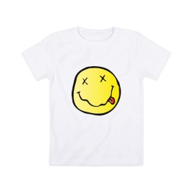 Детская футболка хлопок с принтом Нирвана в Санкт-Петербурге, 100% хлопок | круглый вырез горловины, полуприлегающий силуэт, длина до линии бедер | smells like teen spirit | кобейн | нирвана | нирванарок