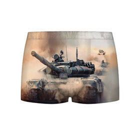 Мужские трусы 3D с принтом Танк в Санкт-Петербурге, 50% хлопок, 50% полиэстер | классическая посадка, на поясе мягкая тканевая резинка | армия | войска | сила | танк | танки | танкист | танковые войска