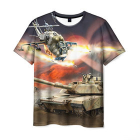Мужская футболка 3D с принтом Танк в Санкт-Петербурге, 100% полиэфир | прямой крой, круглый вырез горловины, длина до линии бедер | армия | войска | сила | танк | танки | танкист | танковые войска