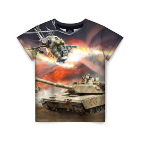 Детская футболка 3D с принтом Танк в Санкт-Петербурге, 100% гипоаллергенный полиэфир | прямой крой, круглый вырез горловины, длина до линии бедер, чуть спущенное плечо, ткань немного тянется | армия | войска | сила | танк | танки | танкист | танковые войска