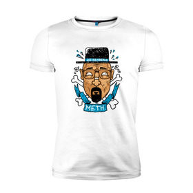 Мужская футболка премиум с принтом Heisenberg - Only Meth в Санкт-Петербурге, 92% хлопок, 8% лайкра | приталенный силуэт, круглый вырез ворота, длина до линии бедра, короткий рукав | breaking bad | chef | dope | heisenberg | walter white