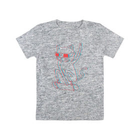Детская футболка хлопок с принтом Кот скейтбордист в Санкт-Петербурге, 100% хлопок | круглый вырез горловины, полуприлегающий силуэт, длина до линии бедер | борд | кот | кошки | очки | скейтборд | стерео | экстрим