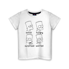 Детская футболка хлопок с принтом Bart Emotions в Санкт-Петербурге, 100% хлопок | круглый вырез горловины, полуприлегающий силуэт, длина до линии бедер | emotions bart simpson барт симпсон эмоции