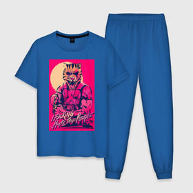 Мужская пижама хлопок с принтом Hotline miami 2 (Fans_Tony) в Санкт-Петербурге, 100% хлопок | брюки и футболка прямого кроя, без карманов, на брюках мягкая резинка на поясе и по низу штанин
 | hotline miami