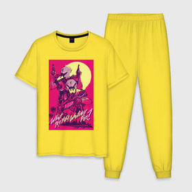 Мужская пижама хлопок с принтом Hotline miami 2 (Fans_AshAlex) в Санкт-Петербурге, 100% хлопок | брюки и футболка прямого кроя, без карманов, на брюках мягкая резинка на поясе и по низу штанин
 | hotline miami