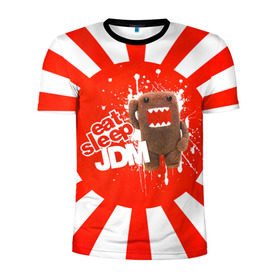 Мужская футболка 3D спортивная с принтом Domo jdm в Санкт-Петербурге, 100% полиэстер с улучшенными характеристиками | приталенный силуэт, круглая горловина, широкие плечи, сужается к линии бедра | дрифт