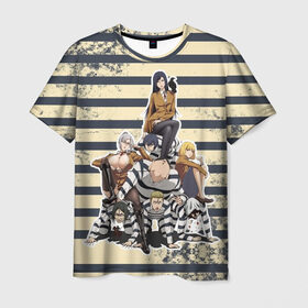 Мужская футболка 3D с принтом Prison School в Санкт-Петербурге, 100% полиэфир | прямой крой, круглый вырез горловины, длина до линии бедер | kangoku gakuen | kiyoshi fujino | киёши фуджино | призон скул