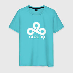 Мужская футболка хлопок с принтом Cloud9 в Санкт-Петербурге, 100% хлопок | прямой крой, круглый вырез горловины, длина до линии бедер, слегка спущенное плечо. | Тематика изображения на принте: на макете изображен логотип известной киберспортивной команды cloud9cloud9