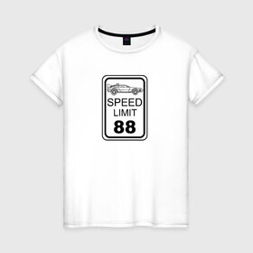 Женская футболка хлопок с принтом Знак ограничения скорости в Санкт-Петербурге, 100% хлопок | прямой крой, круглый вырез горловины, длина до линии бедер, слегка спущенное плечо | 