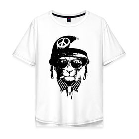 Мужская футболка хлопок Oversize с принтом Pacific cat в Санкт-Петербурге, 100% хлопок | свободный крой, круглый ворот, “спинка” длиннее передней части | Тематика изображения на принте: кот | крутой кот | лев | пацифик