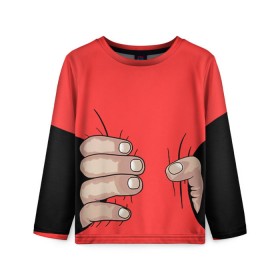 Детский лонгслив 3D с принтом Рука в Санкт-Петербурге, 100% полиэстер | длинные рукава, круглый вырез горловины, полуприлегающий силуэт
 | обхват | пальцы | рука | талия