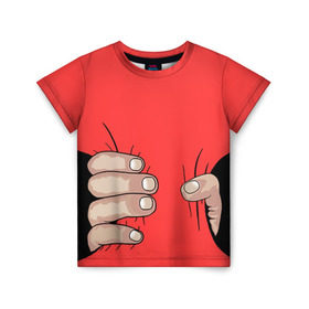 Детская футболка 3D с принтом Рука в Санкт-Петербурге, 100% гипоаллергенный полиэфир | прямой крой, круглый вырез горловины, длина до линии бедер, чуть спущенное плечо, ткань немного тянется | обхват | пальцы | рука | талия