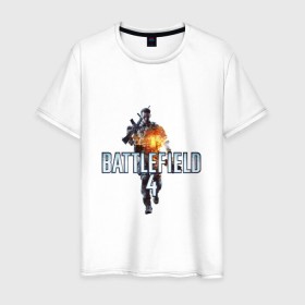 Мужская футболка хлопок с принтом Battlefield 4 в Санкт-Петербурге, 100% хлопок | прямой крой, круглый вырез горловины, длина до линии бедер, слегка спущенное плечо. | логотип battlefield 4bf battlefield