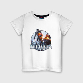 Детская футболка хлопок с принтом Battlefield 4 в Санкт-Петербурге, 100% хлопок | круглый вырез горловины, полуприлегающий силуэт, длина до линии бедер | логотип battlefield 4bf battlefield