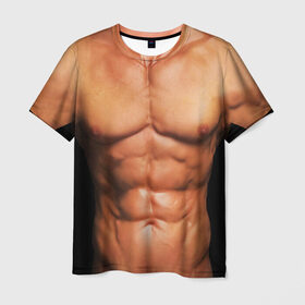 Мужская футболка 3D с принтом Идеальное тело в Санкт-Петербурге, 100% полиэфир | прямой крой, круглый вырез горловины, длина до линии бедер | идеальное | пресс | спорт | тело | торс
