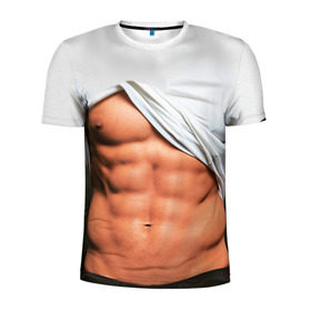 Мужская футболка 3D спортивная с принтом Идеальное тело в Санкт-Петербурге, 100% полиэстер с улучшенными характеристиками | приталенный силуэт, круглая горловина, широкие плечи, сужается к линии бедра | идеальное | пресс | спорт | тело | торс