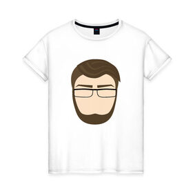 Женская футболка хлопок с принтом Лицо с бородой в Санкт-Петербурге, 100% хлопок | прямой крой, круглый вырез горловины, длина до линии бедер, слегка спущенное плечо | 