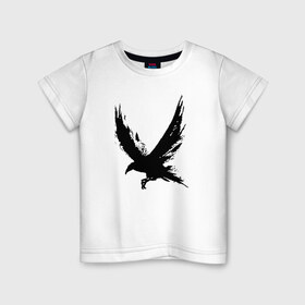 Детская футболка хлопок с принтом Ворон в Санкт-Петербурге, 100% хлопок | круглый вырез горловины, полуприлегающий силуэт, длина до линии бедер | ворона | черная ворона | черная ворона в виде рисунка краской | черниламиворон