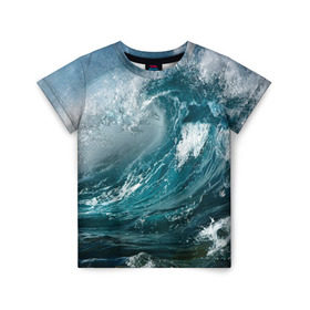 Детская футболка 3D с принтом Волна в Санкт-Петербурге, 100% гипоаллергенный полиэфир | прямой крой, круглый вырез горловины, длина до линии бедер, чуть спущенное плечо, ткань немного тянется | Тематика изображения на принте: вода | волны | море | пейзаж