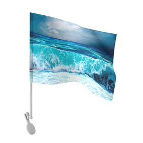 Флаг для автомобиля с принтом Волны в Санкт-Петербурге, 100% полиэстер | Размер: 30*21 см | берег | вода | волны | море | пейзаж | прилив