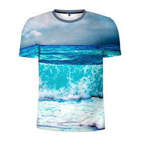 Мужская футболка 3D спортивная с принтом Волны в Санкт-Петербурге, 100% полиэстер с улучшенными характеристиками | приталенный силуэт, круглая горловина, широкие плечи, сужается к линии бедра | берег | вода | волны | море | пейзаж | прилив