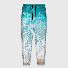 Мужские брюки 3D с принтом Берег в Санкт-Петербурге, 100% полиэстер | манжеты по низу, эластичный пояс регулируется шнурком, по бокам два кармана без застежек, внутренняя часть кармана из мелкой сетки | берег | вода | волны | море | пляж | прилив