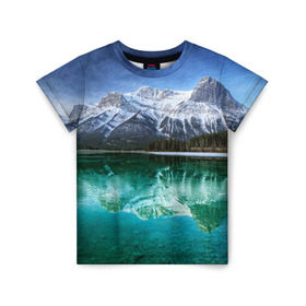 Детская футболка 3D с принтом Отражение в Санкт-Петербурге, 100% гипоаллергенный полиэфир | прямой крой, круглый вырез горловины, длина до линии бедер, чуть спущенное плечо, ткань немного тянется | Тематика изображения на принте: горы | облака | озеро | пейзаж
