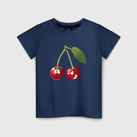 Детская футболка хлопок с принтом Вишня в Санкт-Петербурге, 100% хлопок | круглый вырез горловины, полуприлегающий силуэт, длина до линии бедер | вишнявишня | смайл | смайлик | улыбка | фрукты