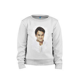 Детский свитшот хлопок с принтом Roger Federer в Санкт-Петербурге, 100% хлопок | круглый вырез горловины, эластичные манжеты, пояс и воротник | roger federer | роджер федерер | теннис | чемпион