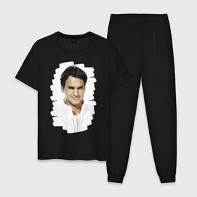 Мужская пижама хлопок с принтом Roger Federer в Санкт-Петербурге, 100% хлопок | брюки и футболка прямого кроя, без карманов, на брюках мягкая резинка на поясе и по низу штанин
 | roger federer | роджер федерер | теннис | чемпион