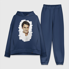 Женский костюм хлопок Oversize с принтом Roger Federer в Санкт-Петербурге,  |  | roger federer | роджер федерер | теннис | чемпион