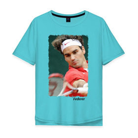 Мужская футболка хлопок Oversize с принтом Роджер Федерер в Санкт-Петербурге, 100% хлопок | свободный крой, круглый ворот, “спинка” длиннее передней части | roger federer | роджер федерер | теннис | чемпион