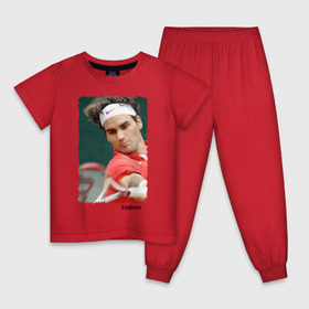 Детская пижама хлопок с принтом Роджер Федерер в Санкт-Петербурге, 100% хлопок |  брюки и футболка прямого кроя, без карманов, на брюках мягкая резинка на поясе и по низу штанин
 | roger federer | роджер федерер | теннис | чемпион