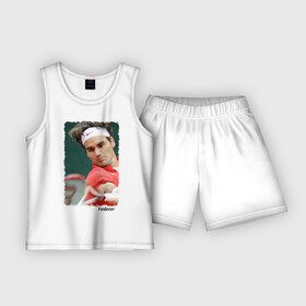 Детская пижама с шортами хлопок с принтом Роджер Федерер в Санкт-Петербурге,  |  | roger federer | роджер федерер | теннис | чемпион
