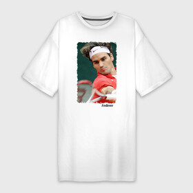 Платье-футболка хлопок с принтом Роджер Федерер в Санкт-Петербурге,  |  | roger federer | роджер федерер | теннис | чемпион