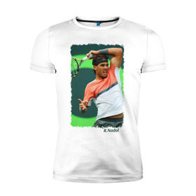 Мужская футболка премиум с принтом Rafael Nadal в Санкт-Петербурге, 92% хлопок, 8% лайкра | приталенный силуэт, круглый вырез ворота, длина до линии бедра, короткий рукав | rafael nadal | рафаэль надаль | теннис | чемпион