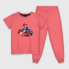 Детская пижама хлопок с принтом Mario Kart в Санкт-Петербурге, 100% хлопок |  брюки и футболка прямого кроя, без карманов, на брюках мягкая резинка на поясе и по низу штанин
 | nintendo | карт | марио | нинтендо