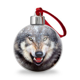 Ёлочный шар с принтом Волк в Санкт-Петербурге, Пластик | Диаметр: 77 мм | волк | животные | злой волк | зубы | оскал